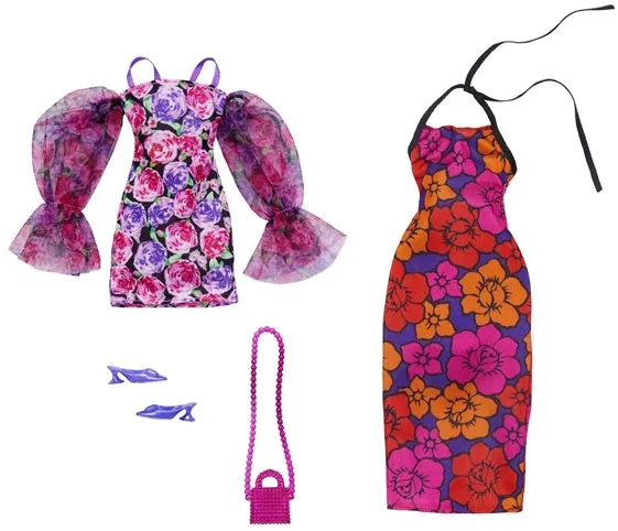 Barbie Clothes Floral-themed Fashion And Accessory 2-Pack For Dolls
